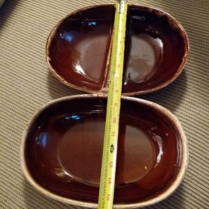 Vintage, Hull Pottery brown drip serving bowls,